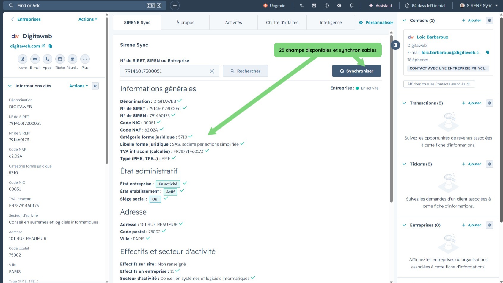 Enrichissez 25 champs Entreprise en 3 secondes